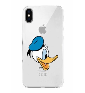 Apple iPhone XS Max Uyumlu Kamera Korumalı Tıpalı Kapak Donald Duck TasarımlıŞeffaf Kılıf