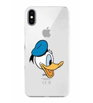 Apple iPhone XS Max Uyumlu Kamera Korumalı Tıpalı Kapak Donald Duck TasarımlıŞeffaf Kılıf