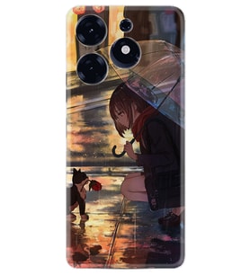 Tecno Spark 10 Pro Kılıf Silikon Desen Özel Seri Kız ve Kedi 1762