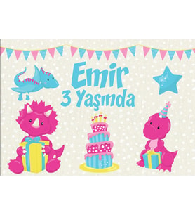 Dinozorlar Temalı Doğum Günü Afişi 50x70 cm