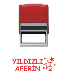 Yıldızlı Aferin Öğretmen Kaşesi (Kırmızı)