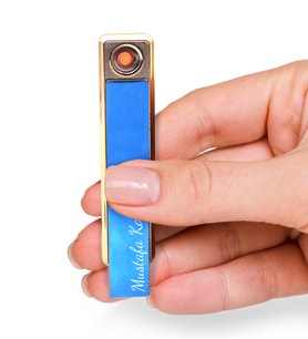 Kişiye Özel Usb Şarjlı Dokunmatik Mavi Elektronik Çakmak