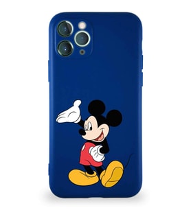 Apple iPhone 11 Pro Soft Premier Kapak Mickey Mouse-C Tasarımlı Silikon Kılıf - Lacivert (Şeffaf)