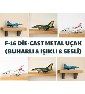 F-16 Die-Cast Çek Bırak Şarjlı Metal Uçak - Buharlı, Işıklı ve Sesli Model