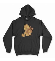 Garfield ve Ayıcık Siyah Kapşonlu Sweatshirt Hoddie