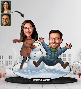 BK Gift Kişiye Özel Sevgili Yılbaşı Tasarımlı Karikatür Biblo -4, Yılbaşı Hediyesi, Yeni Yıl Hediyesi