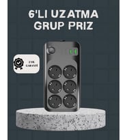 Termal Akım Korumalı 6’lı Uzatma Priz USB Type-C Hızlı Şarj 2500W