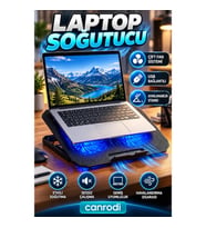 Çift Fanlı Laptop Soğutucu Stand – USB Bağlantılı Mavi Işıklı Ayarlanabilir Notebook Standı