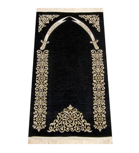 Zülfikar Desenli Ultra Plus Siyah Şönil Seccade 1 (Karışık)