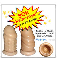 Penis uzatıcı uzatmalı prezervatif, 2 adet set halinde uzatmalı prezervatif modeli