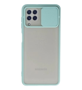Durukar® Samsung Galaxy A22 Kılıf Palm Buzlu Kamera Sürgülü Silikon - Turkuaz