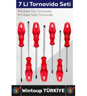 #Tornavida Profesyonel Montaj Onarım 7'li Tornavida Seti 4 Adet Düz 3 Adet Yıldız Tornavida