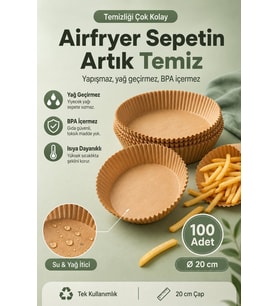 Airfryer Pişirme Kağıdı 100 Adet Tek Kullanımlık Hava Fritöz Kağıdı