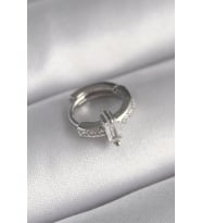 316L Çelik Gümüş Renk Zirkon Taşlı Tragus Piercing 5886