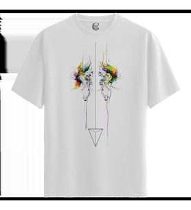 Mirror Bloom - %100 Pamuklu Erkek Beyaz Tişört - Premium Quality (Siyah - Beyaz)