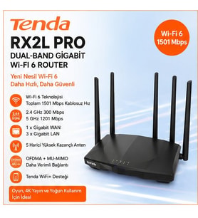 TENDA RX2L PRO DUAL-BAND GİGABİT Wİ-Fİ 6 ROUTER