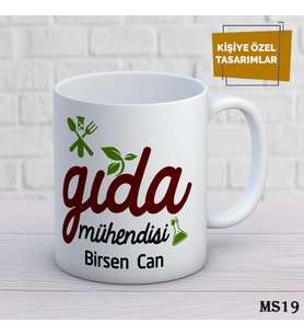 Kişiye Özel Meslek Temalı Kupa  İsimli & Fotoğraflı Premium Hediye Bardak Gıda Mühendisi