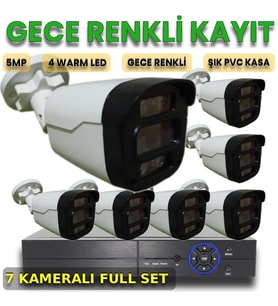 XMPro 7 KAMERALI İNSAN ARAÇ YÜZ ALGILAYAN GECE RENKLİ GÖSTEREN PLASTİK KASA GÜVENLİK KAMERA SETİ