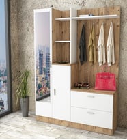 Robin Home Jessie Vestiyer Ayakkabılık Portmanto Aynalı Raf Çam-Beyaz