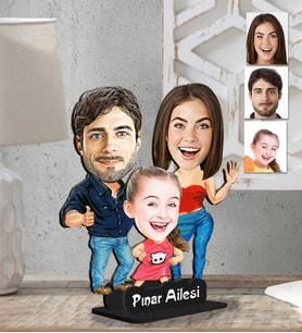 Kişiye Özel 2 Boyutlu Aile  Ahşap Biblo-24