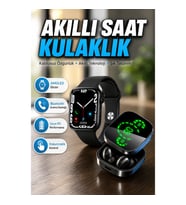 AMOLED Ekranlı Akıllı Saat ve Bluetooth Kablosuz Kulaklık Seti