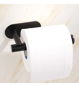 Kendinden Yapışkanlı Tuvalet Kağıtlığı - Mat Siyah Modern Banyo Rulo Askısı