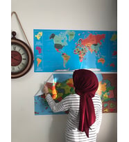 Dekoratif Tablo Eğitici Türkiye ve Dünya Haritası Çocuk Duvar Sticker Yazı Tahtası Kağıt Tahta 2 Set