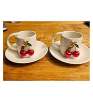 Kirazlı Kahve Fincanı ve Kadeh Set