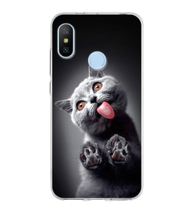 PrintiFy Xiaomi Mi A2 Lite ile Uyumlu Kedi 2 Kamera Korumalı Şeffaf Uyumlu