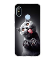PrintiFy Xiaomi Mi A2 Lite ile Uyumlu Kedi 2 Kamera Korumalı Şeffaf Uyumlu