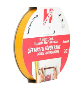 Her Bant Çift Taraflı Köpük Bant 15Mmx5Mt - 3 adet