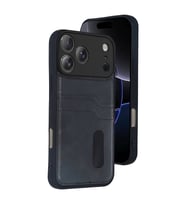 Apple iPhone 17 Pro Sara Kartvizitli Deri Kılıf - Siyah
