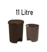 Şık Plastik Örgülü Pedallı Çöp Kovası 11 Litre, Kahverengi
