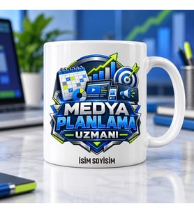 Medya Planlama Uzmanı Kupa Bardak Takvim ve Hedef Desenli