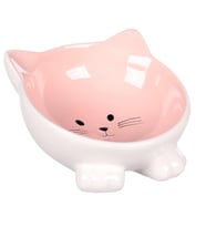 Flamingo Puzi Kedi Kulaklı Desenli Seramik Mama Ve Su Kabı Pembe 125Ml