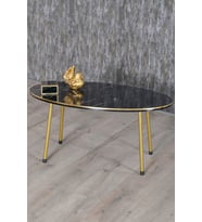 Orta Sehpa Bendir Elips Metal Ayak Çift Gold