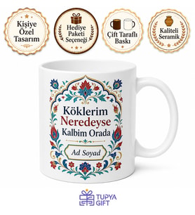 Memleket Temalı Renkli Desenli Baskılı Kupa Bardak Özel Tasarım Hediye