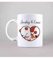 Kedi Köpek Tasarımlı Kupa Kişiye Özel