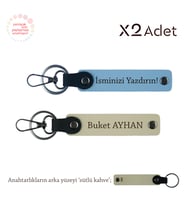 Dostluğa Özel Sürpriz, İsimli 2’li Anahtarlık Hediye Takımı, Gök Mavi-Sütlü Kahve-Sütlü Kahve