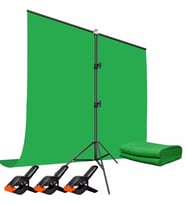 Green Screen greenbox yeşil fon perde (1.5x2 M) + tek ayaklı fon Standı + 3 Mandal