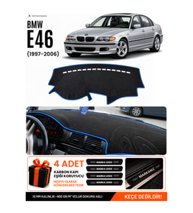 e-biz BMW E46 (1997-2006) Uyumlu Torpido Koruma, Torpido Örtüsü, Torpido Kılıfı - Siyah-Mavi - BM002