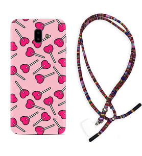 Samsung J6 Plus J7 Prime J7 Pro M20 Kılıf Boyun Asklı Rasta Silikon Heart Lollipop 1414