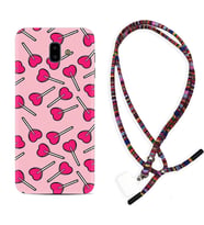 Samsung J6 Plus J7 Prime J7 Pro M20 Kılıf Boyun Asklı Rasta Silikon Heart Lollipop 1414