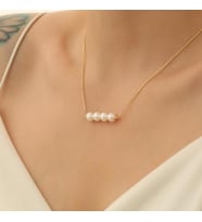 925 Ayar Gümüş Creamrose Tatlısu İncisi Kolye-8mm (Gold)