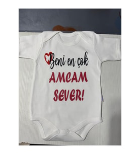 Yazılı Zıbın Beni En Çok Amcam Sever Yazılı Bebek Zıbını