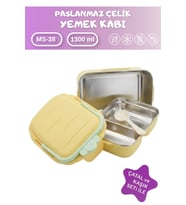 İki Katlı İlk ve Orta Okul Piknik Çatal Kaşık Setli Yemek Kabı 1300 ml
