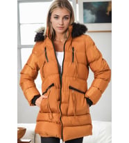 Dewberry Kadın %100 Polyester Kaban Taba Z6763 Katmanlı Kombin, Şehir ve Ofis Stili, Kazak ve Gömlek Kombini