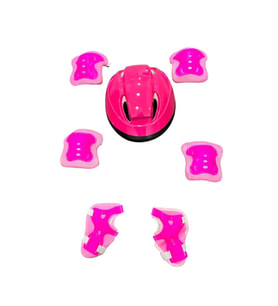 Bisiklet Kaykay Paten Çocuk Kaskı Ve Dizlik Set PEMPE/PEMBE