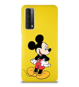 Huawei Y7A Soft Premier Kapak Mickey Mouse-D Tasarımlı Silikon Kılıf - Sarı (Şeffaf)
