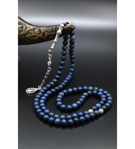 Doğal Lapis Lazuli Taşlı 99'lük Tesbih Metal Püsküllü 6mm Küre Kesim 902266